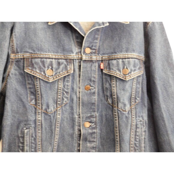 Men Levi Strauss & Co Denim Jacket Biker Blue Cotton Button Breathable Size XL - Picture 3 of 10